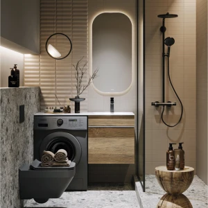 Подвесная тумба под раковину Aqwella Terra 115 под стиральную машину, дуб балтийский R