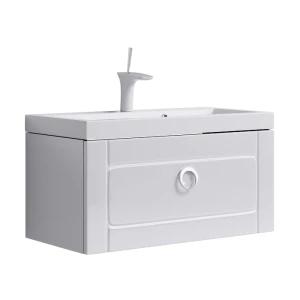 Подвесная тумба под раковину Aqwella Infinity 80 с одним ящиком, белый глянец