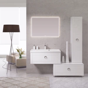 Подвесная тумба под раковину Aqwella Infinity 80 с одним ящиком, белый глянец