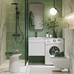 Тумба под раковину Aqwella Duet 115 под стиральную машину с одним ящиком, цвет белый L