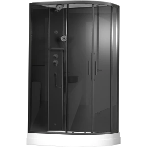 Душевая кабина Timo Premium ILMA Black 902 L с крышей, хамам и стульчиком 120х80х222