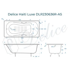 Ванна чугунная Delice Haiti Luxe 150х80 с отверстиями под ручки и антискользящим покрытием DLR230636R-AS