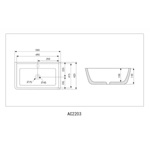 Раковина накладная ABBER Rechteck AC2203 белая