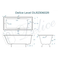 Ванна чугунная Delice Level 170х75 с отверстиями под ручки DLR230602R