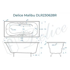 Ванна чугунная Delice Malibu 140х75 с отверстиями под ручки DLR230628R