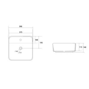 Раковина накладная ABBER Rechteck AC2215 белая