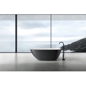 Ванна из искусственного камня ABBER Dortmund AM9911BW 170х75 черно-белая матовая