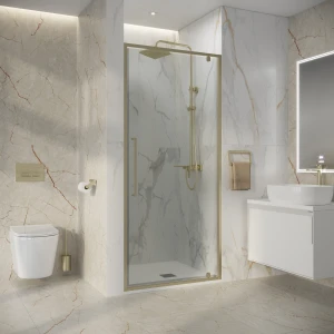 Дверь в нишу Niagara Nova NG-45-8ASG 80х195 золото сатин, стекло прозрачное