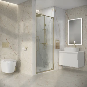 Дверь в нишу Niagara Nova NG-45-8ASG 80х195 золото сатин, стекло прозрачное