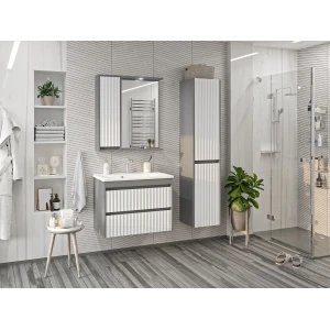 Зеркальный шкаф Brevita Balaton 75 левый (белый, серый)