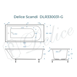 Ванна из литьевого мрамора Delice Scandi 180х80 глянцевая DLR330031-G