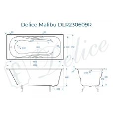 Ванна чугунная Delice Malibu 170х75 с отверстиями под ручки DLR230609R