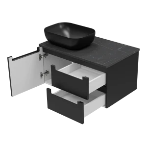 Тумба под раковину Brevita Cargo 80 подвесная (черная)