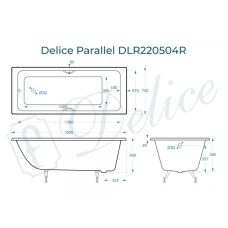 Ванна чугунная Delice Parallel 160х70 с черными матовыми ручками DLR220504RB