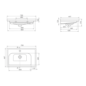 Умывальник мебельный CeraStyle Frame 70