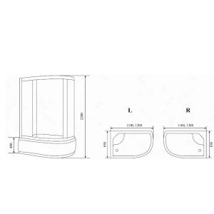 Душевая кабина Timo Standart T-6620 Black Fabric L 120х85х220, турецкая баня хамам