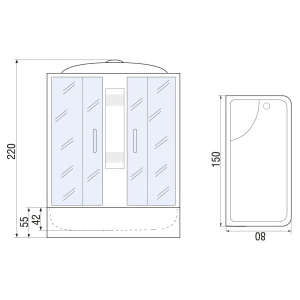 Душевой бокс River Nara 150/80/55 MT 150х80