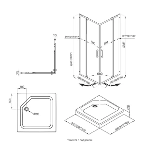 Душевой уголок Triton Каппа-Хром 90х90 стекло прозрачное