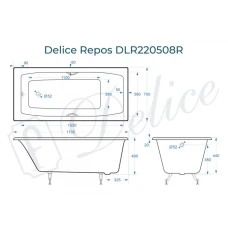 Ванна чугунная Delice Repos 170х70 с ручками DLR220508R