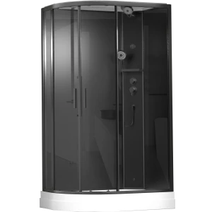 Душевая кабина Timo Premium ILMA Black 902 R с крышей, хамам и стульчиком 120х80х222