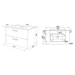 Тумба с раковиной IDDIS Brick 80 подвесная, белая BRI80W0i95K