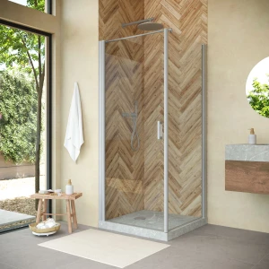 Душевой уголок Vegas-glass EP-FIS NOVO 80 07 01 L, профиль матовый хром, стекло прозрачное