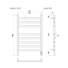 Полотенцесушитель электрический Point Селена PN16858GR П8 500x800, диммер справа, графит премиум	