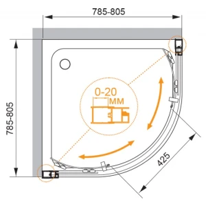 Душевой уголок CEZARES MOMENTO-R-2-80-C-Cr