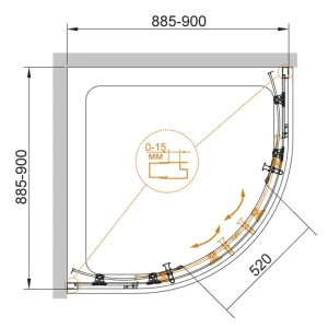 Душевой уголок CEZARES ECO-O-R-2-90-C-Cr