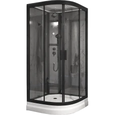 Душевая кабина Timo Premium ILMA Black 909 с крышей, хамам и стульчиком 90х90х222