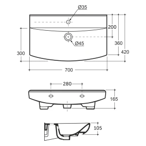 Раковина Керамин Клермонт 70