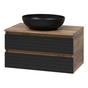 Тумба под раковину Brevita Dakota 80 подвесная (черная)