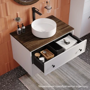 Тумба под раковину IDDIS Torr 80 подвесная, белый матовый, со столешницей макадамия орех TOR80WMi95K