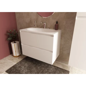 Тумба с раковиной Эстет Malta Luxe 80 подвесная, 2 ящика, белая