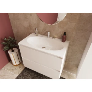 Тумба с раковиной Эстет Malta Luxe 80 подвесная, 2 ящика, белая