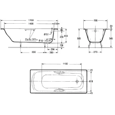 Чугунная ванна Jacob Delafon Prelude 170x70 E2924 с отверстиями для ручек