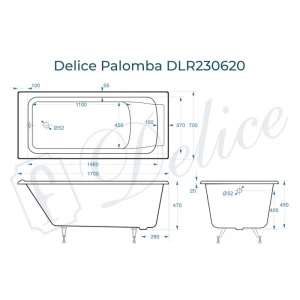 Ванна чугунная Delice Palomba 170х70 DLR230620
