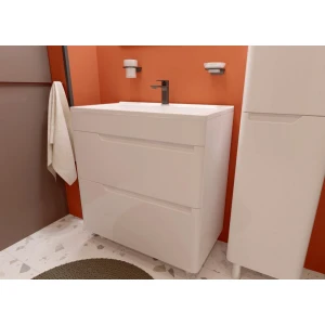 Тумба с раковиной Эстет Kare Luxe 80 2 ящика, белая