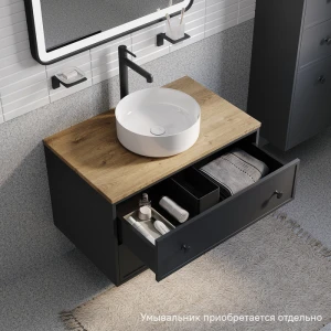 Тумба под раковину IDDIS Torr 80 подвесная, темно-серый, со столешницей дуб верона TOR80DVi95K