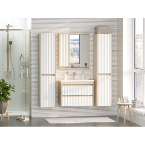 Зеркальный шкаф Brevita Balaton 75 левый (белый, бежевый)