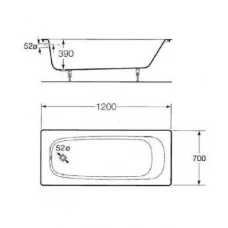 Чугунная ванна Byon B13 120x70 Н0000015