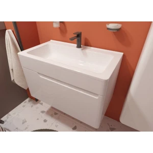 Тумба с раковиной Эстет Kare Luxe 80 подвесная, 1 ящик, белая