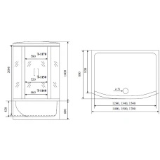 Душевая кабина Timo Standart T-6670 Silver Fabric 170х88х220, турецкая баня хамам