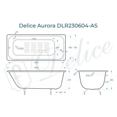 Ванна чугунная Delice Aurora 160х75 с антискользящим покрытием DLR230604-AS