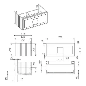 Тумба под раковину La Fenice Cubo Cappuccino 80 бежевая