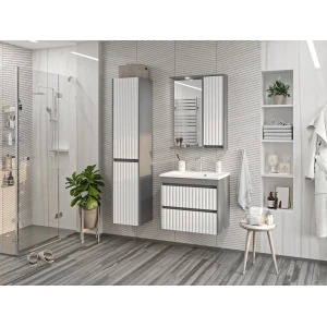 Зеркальный шкаф Brevita Balaton 65 правый (белый, серый)