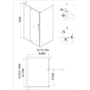 Душевое ограждение Niagara Nova NG-43-11AG-A80G 110х80