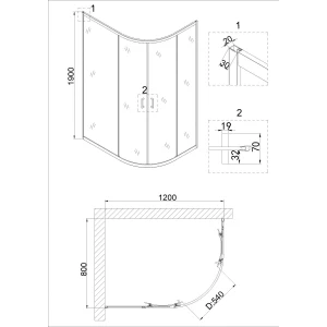 Душевое ограждение Niagara Nova NG-6821-08ВLACK 120х80