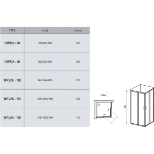 Душевое ограждение Ravak 10° 10RV2K-80 профиль белый, стекло прозрачное Transparent