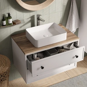 Тумба под раковину IDDIS Torr 80 со столешницей, подвесная, белый матовый TOR80WBi95K